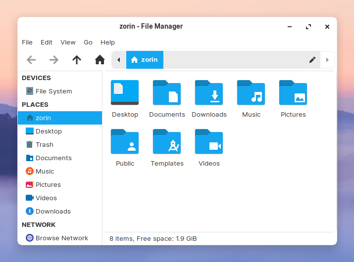 Zorin OS 15 Lite - FileBrowser