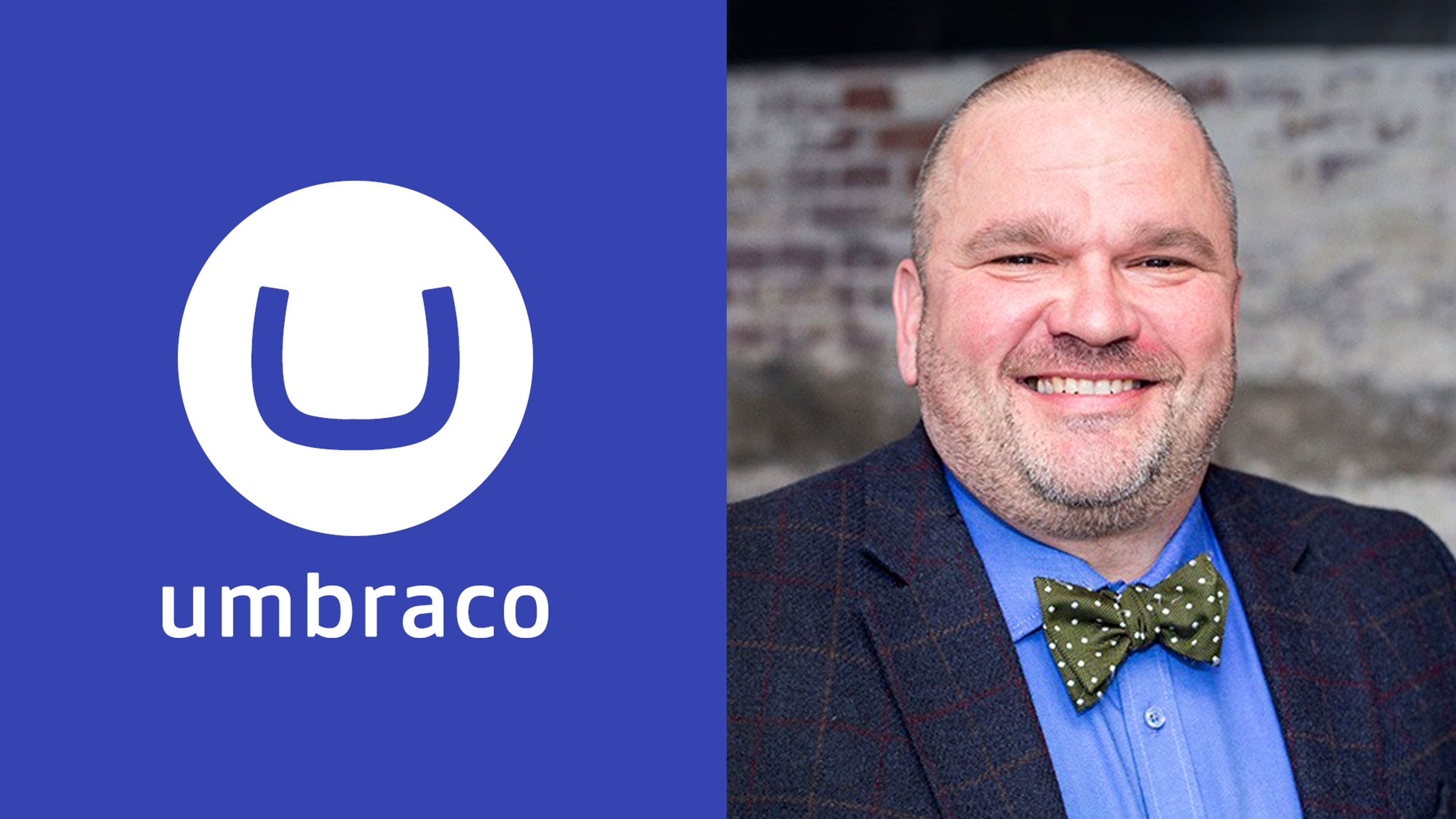 Image of Umbraco logo and CEO Kim Sneum Madsen