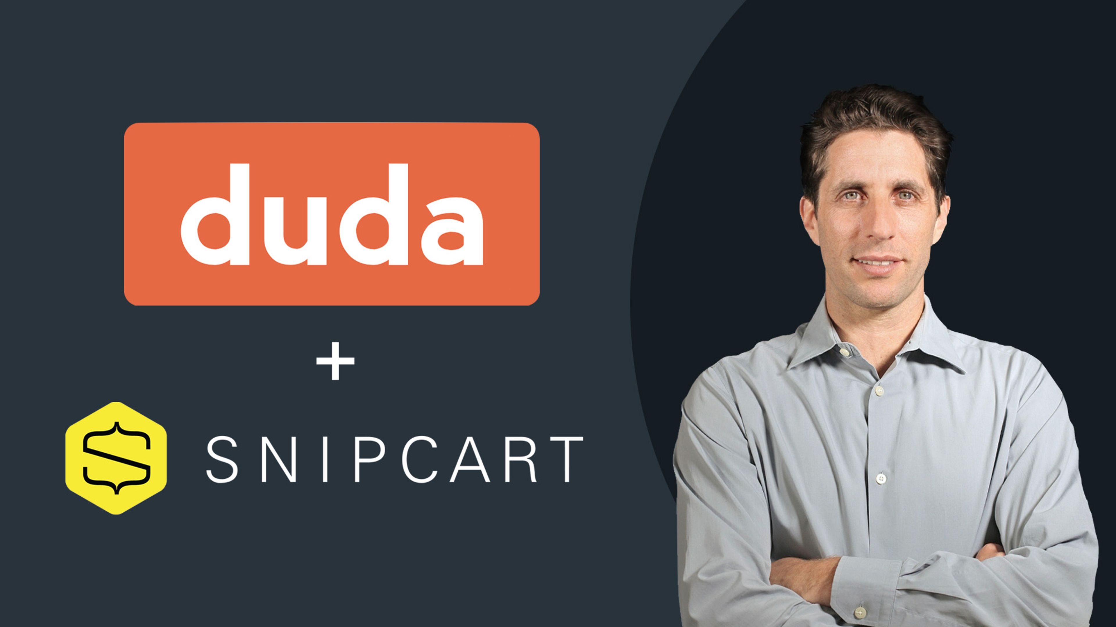 Duda and Snipcart logos with image of CEO Isai Sadan