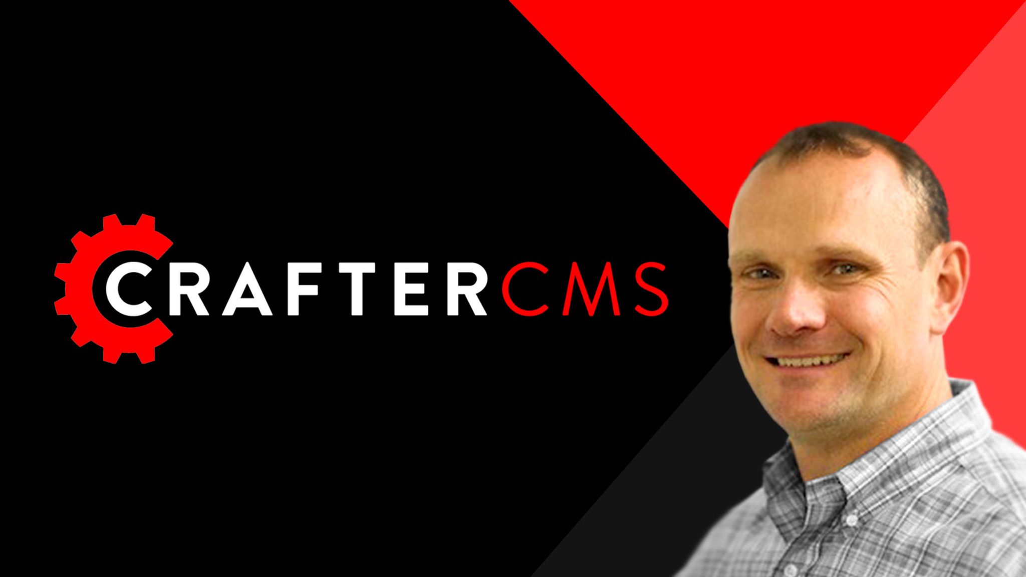 Featured post image of CrafterCMS logo with headshot of CEO Mike Vertal
