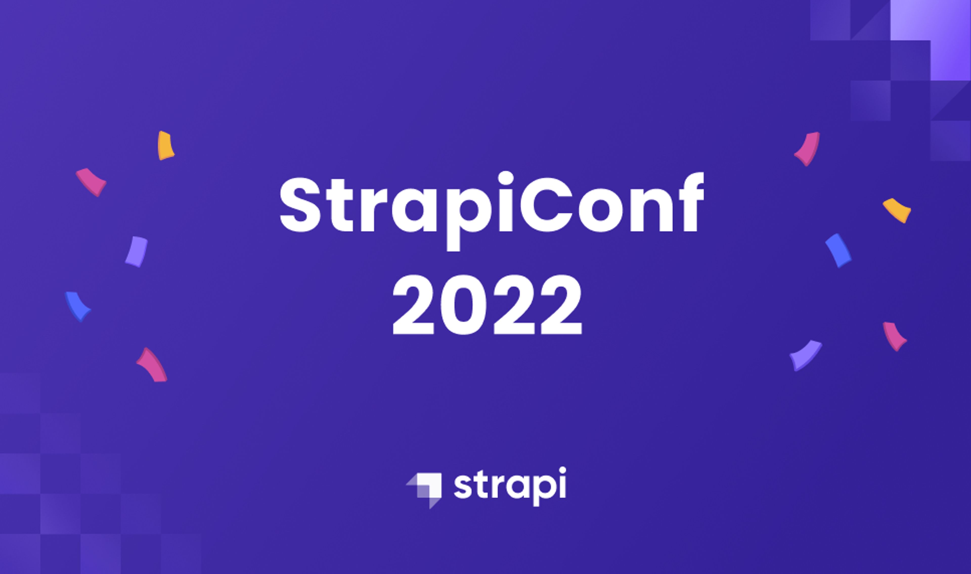 StrapiConf 2022 conference logo against a purple background