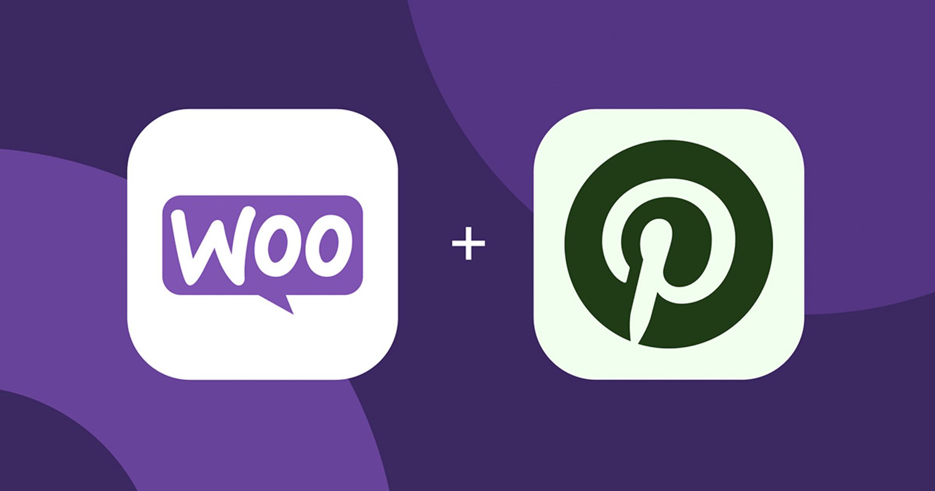Woocommerce and Pinterest logos together on a dark background