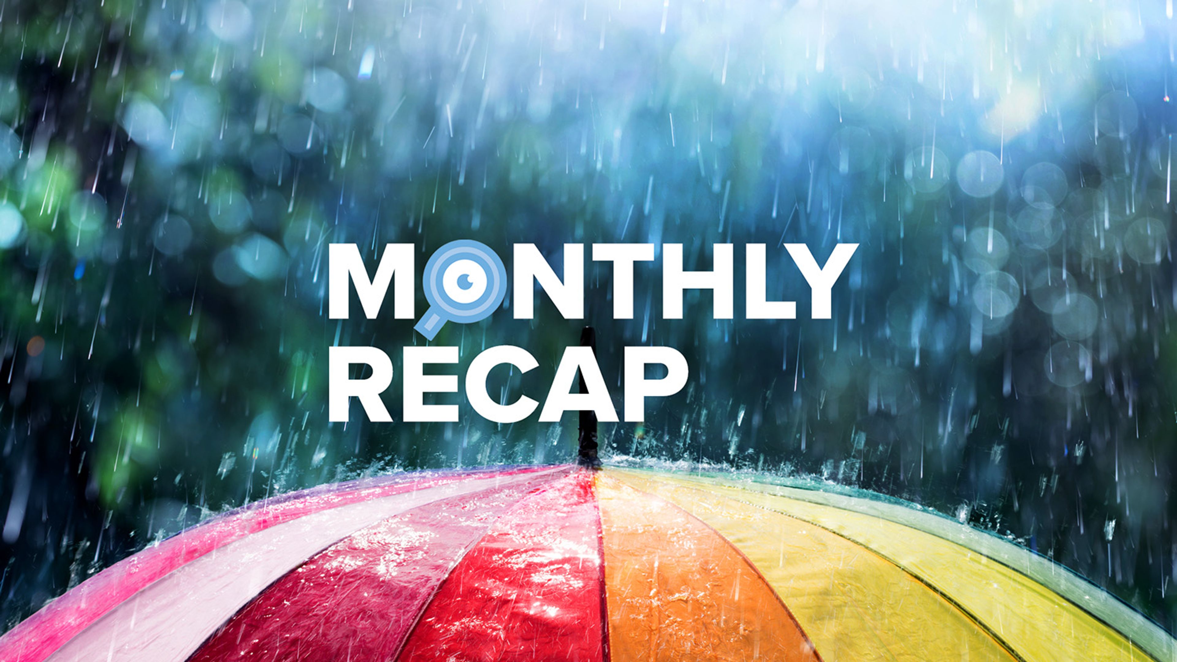 Featured image of April monthly recap of an umbrella with raindrops
