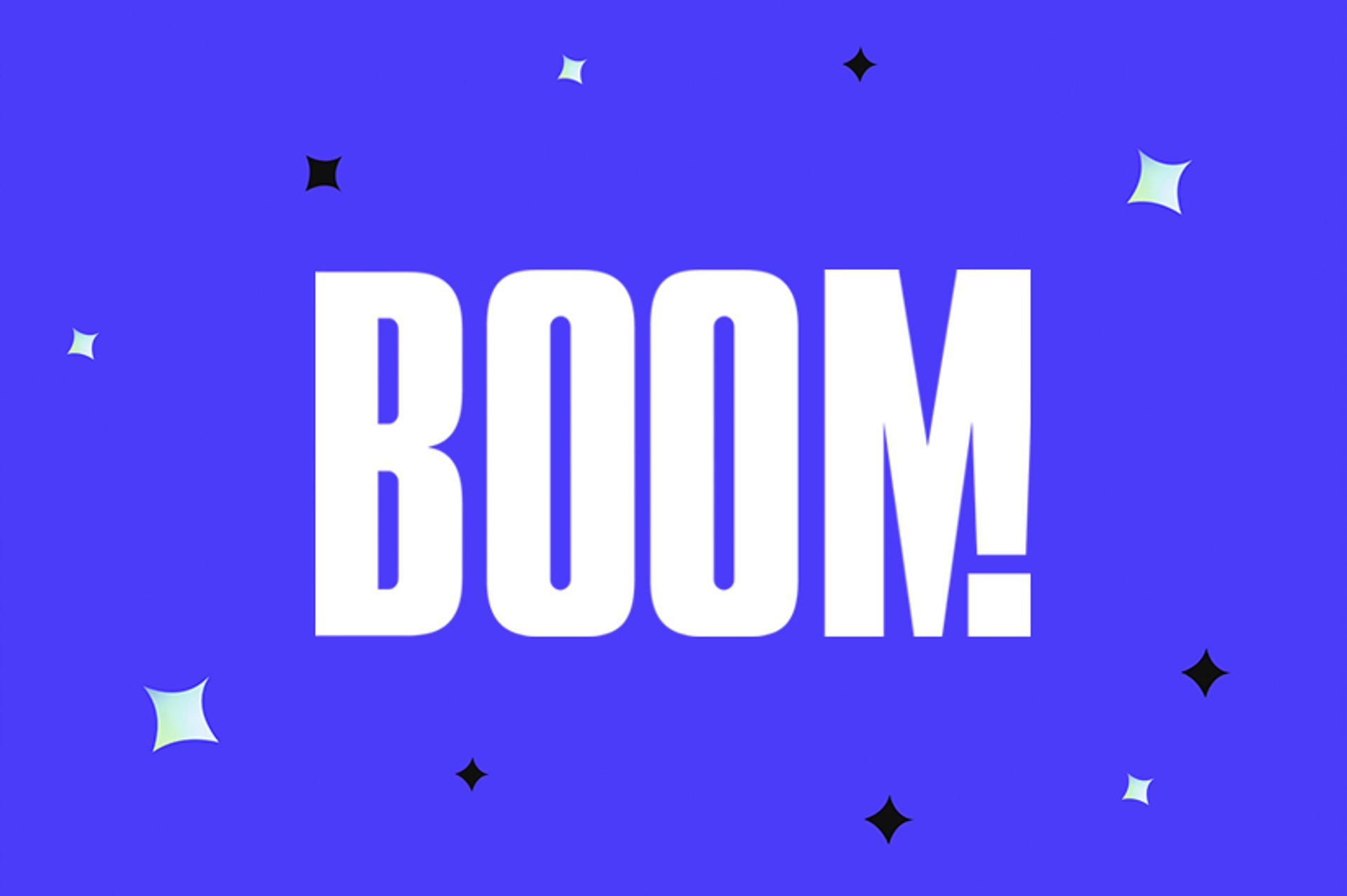 Boom logo against a purple background