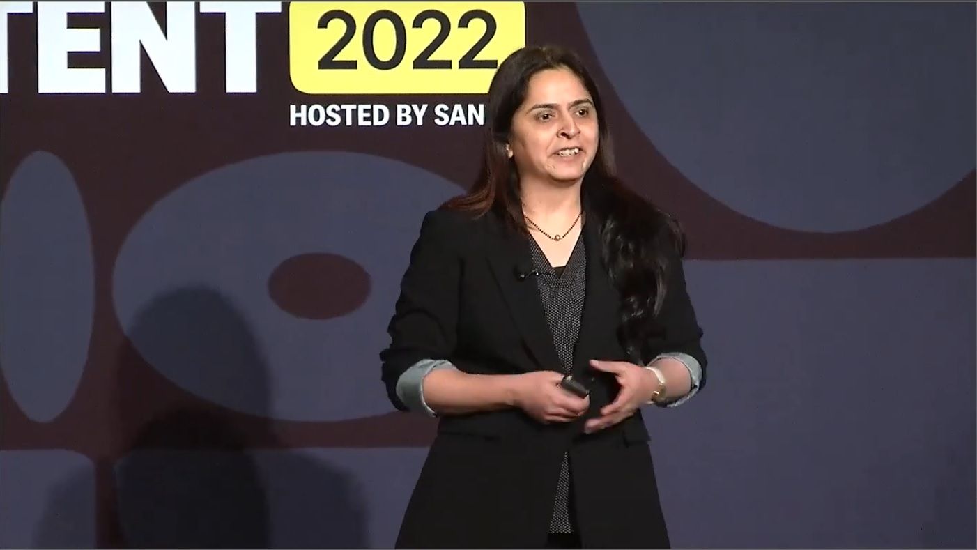 Samira Virani giving keynote speech
