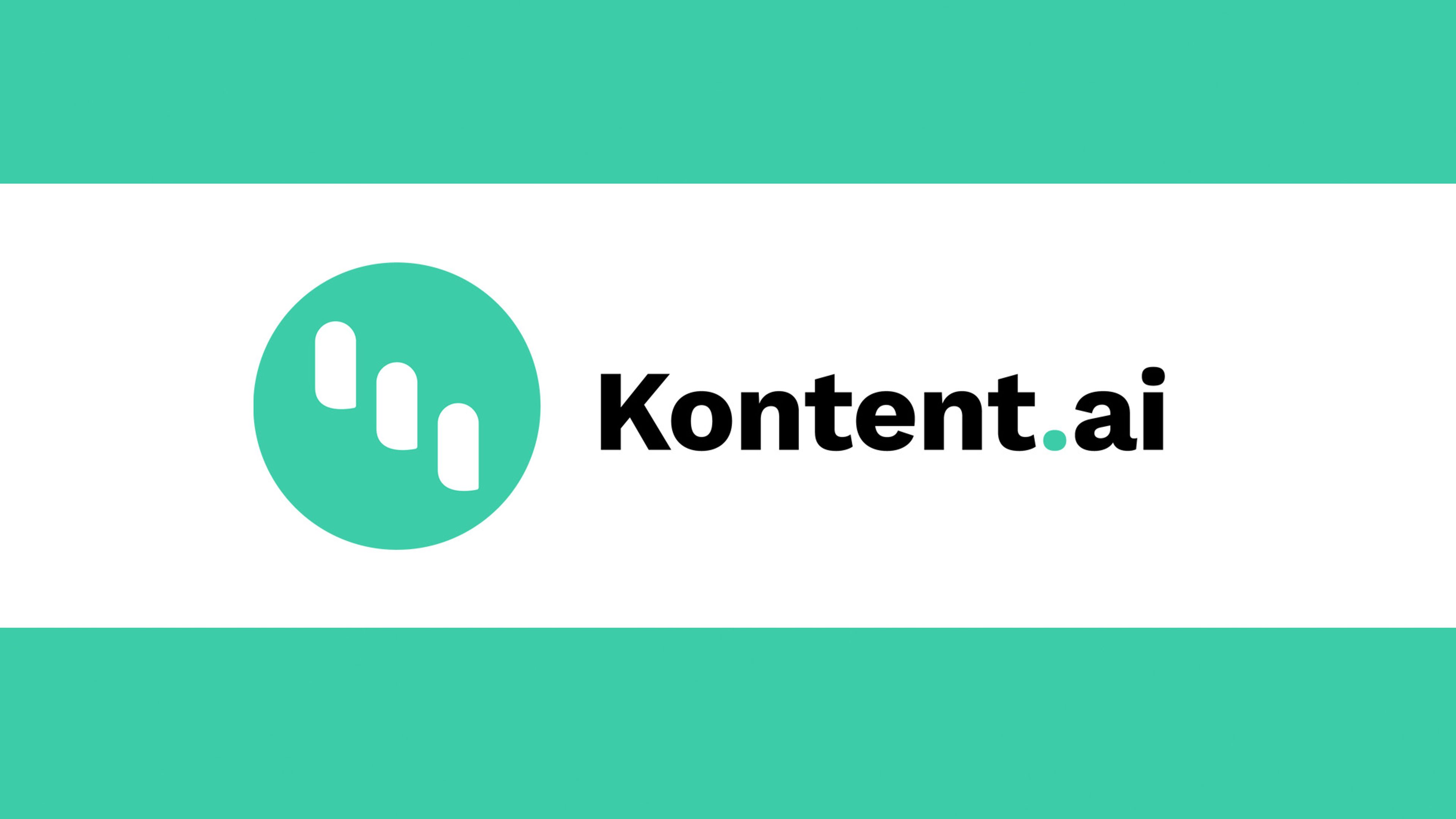Kontent.ai logo against a white and turquoise background