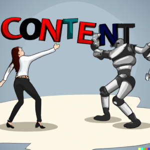 Human and Robot fighting over content