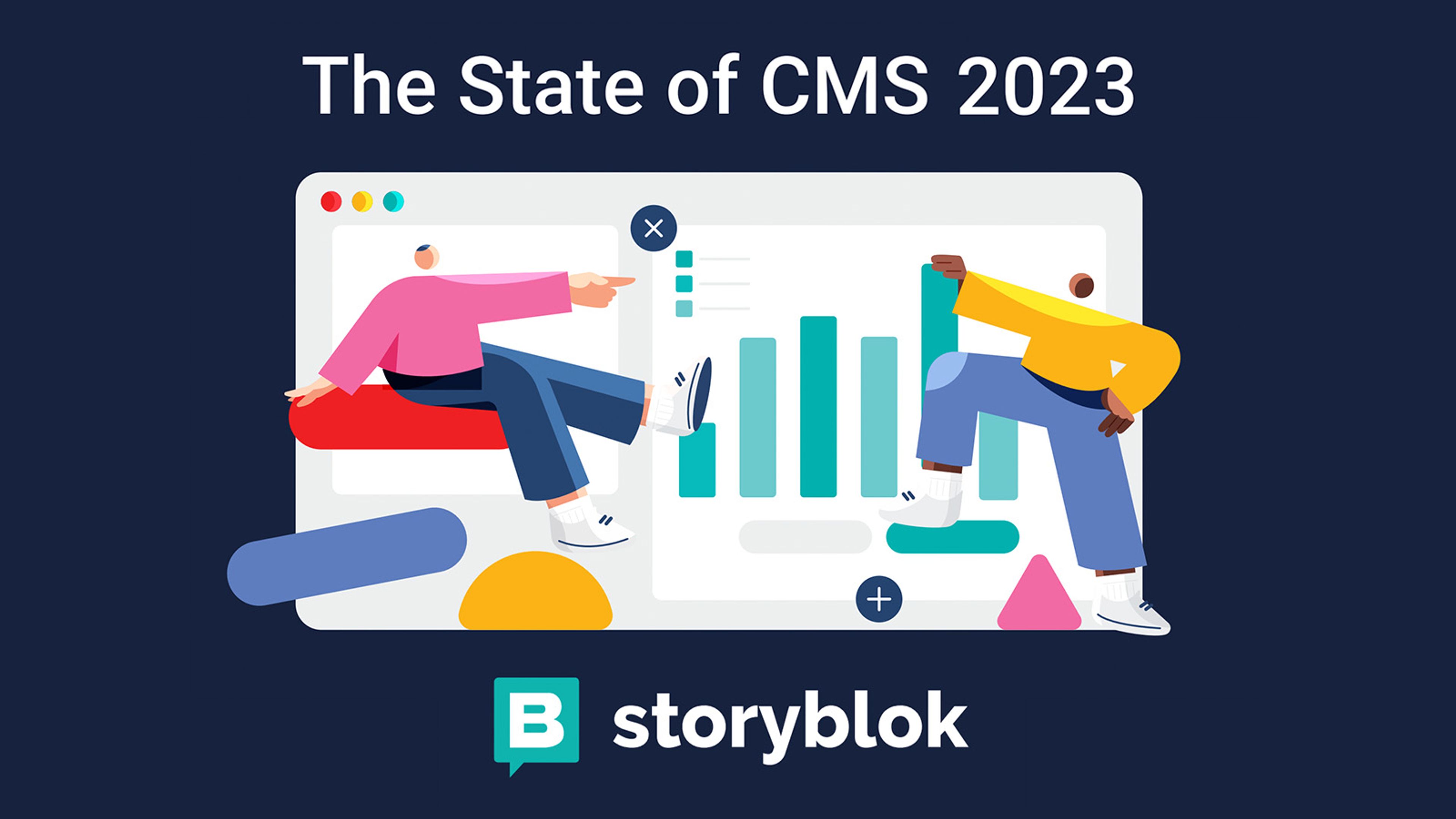 Storyblok State of CMS 2023 graphic and logo