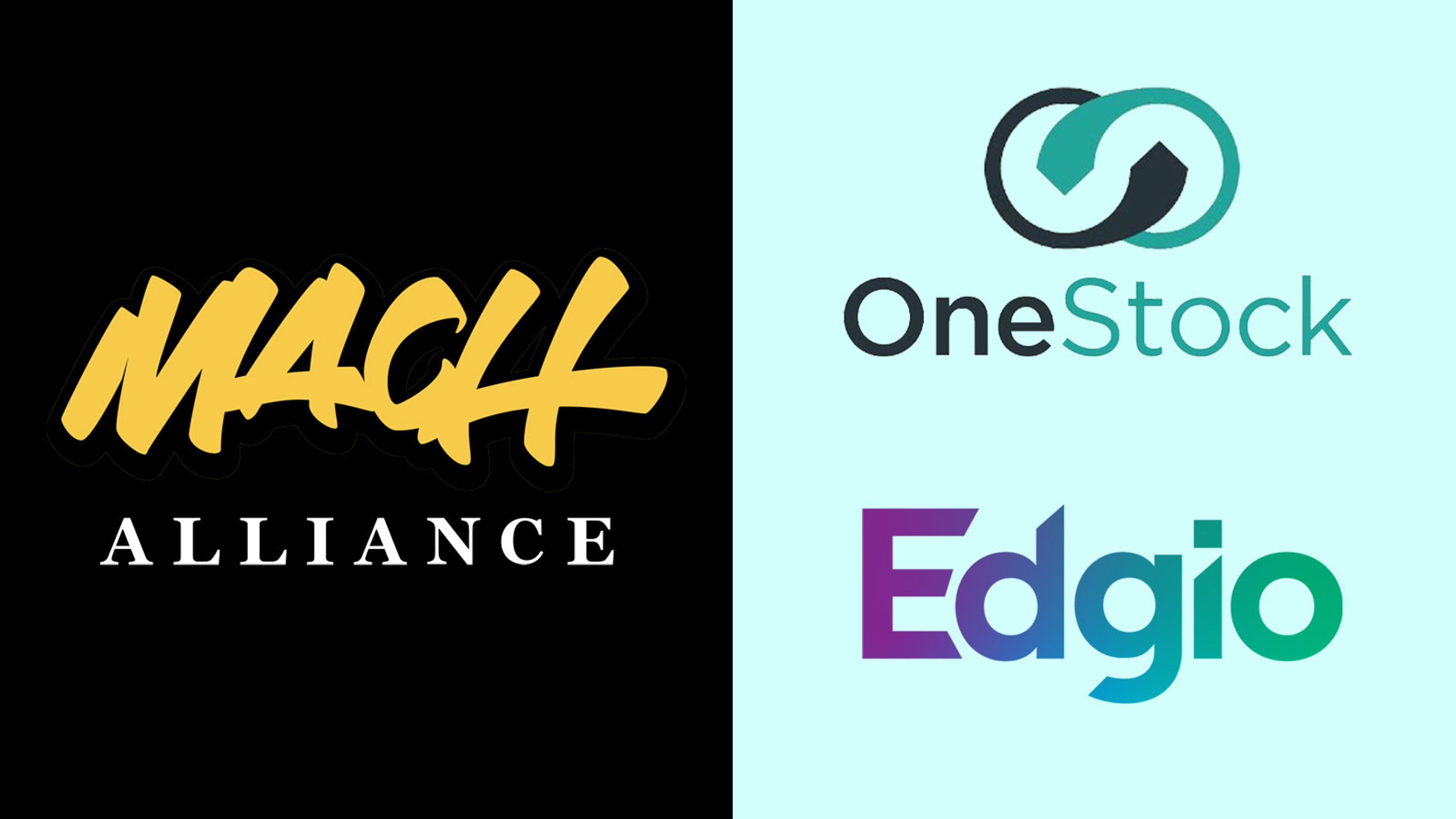 MACH Alliance logo with OneStock and Edgio logos