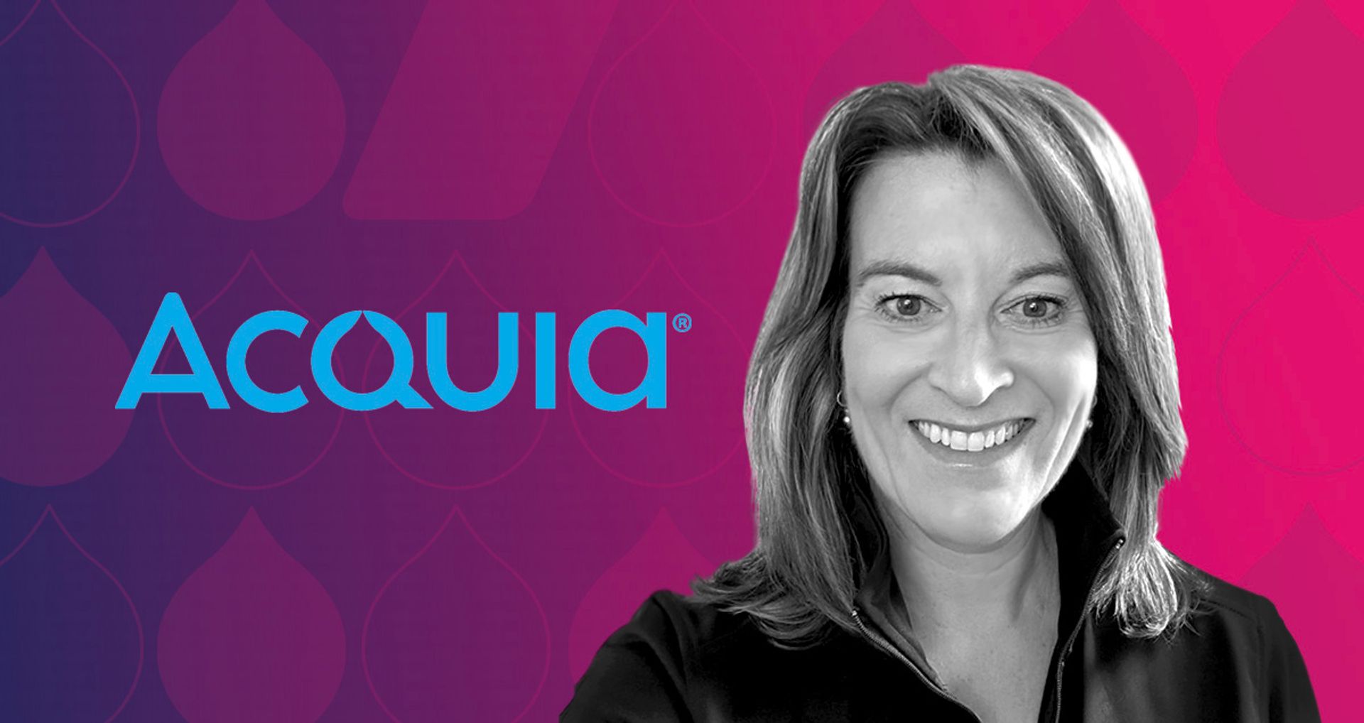 Headshot of Jennifer Griffin Smith next to the Acquia logo