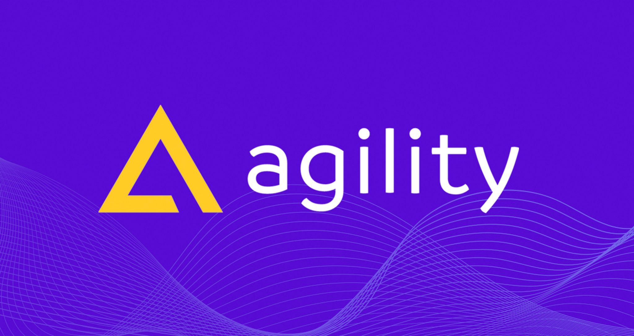 Agility logo against a digital wave background