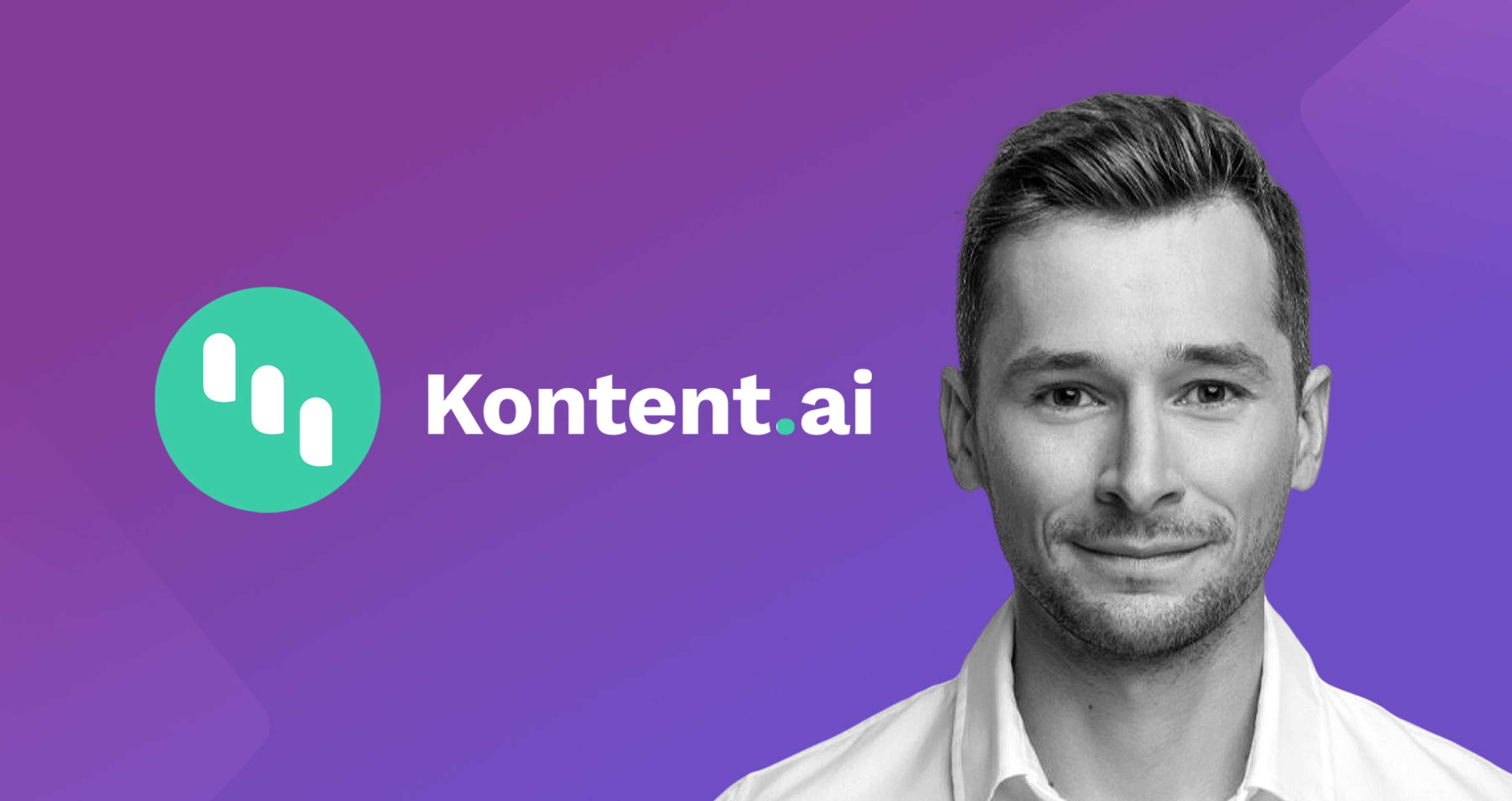 Kontent.ai logo with headshot of Vojtech Boril