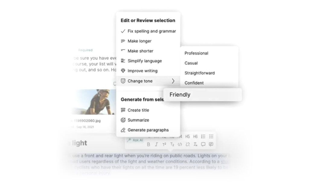 Composite of Kontent.ai native AI user experience with multiple windows of functionality