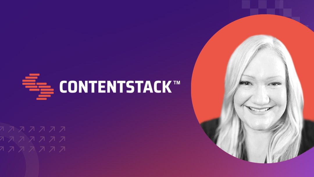 Headshot of Christine Masters with Contentstack logo
