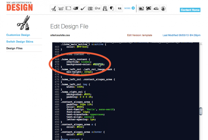 Edit the site CSS and change the background color.