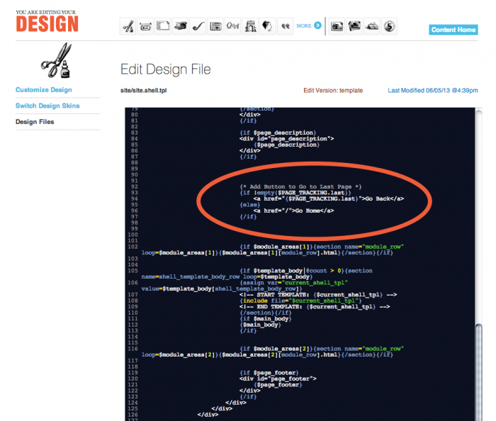 Add Smarty Logic to the HTML template to make a button that goes to the last page.