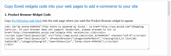 Ecwid Embed Code