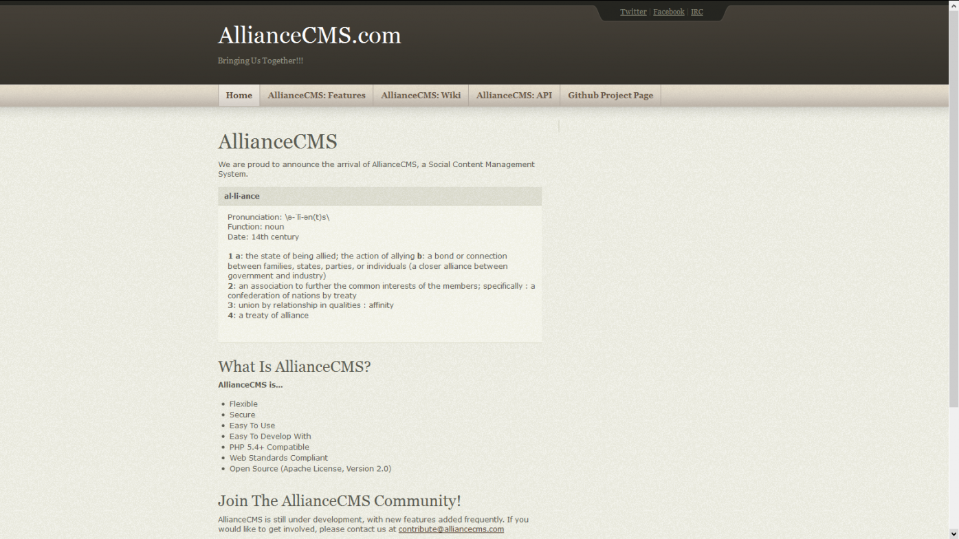 Alliance CMS - Home Page