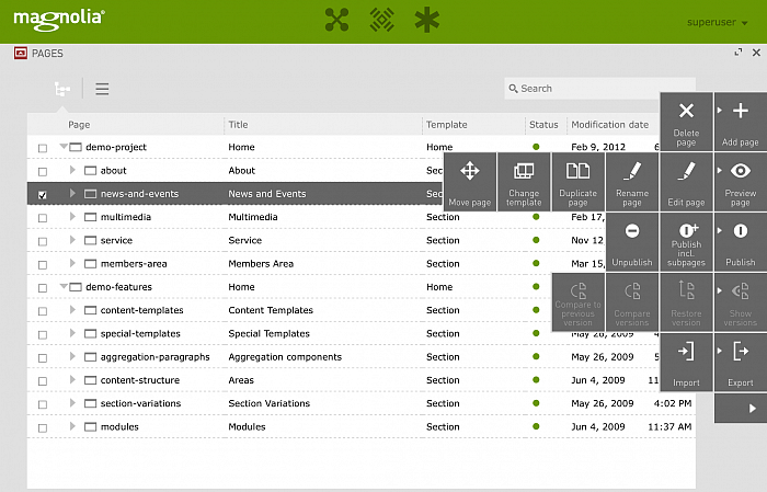 Magnolia Tablet Interface