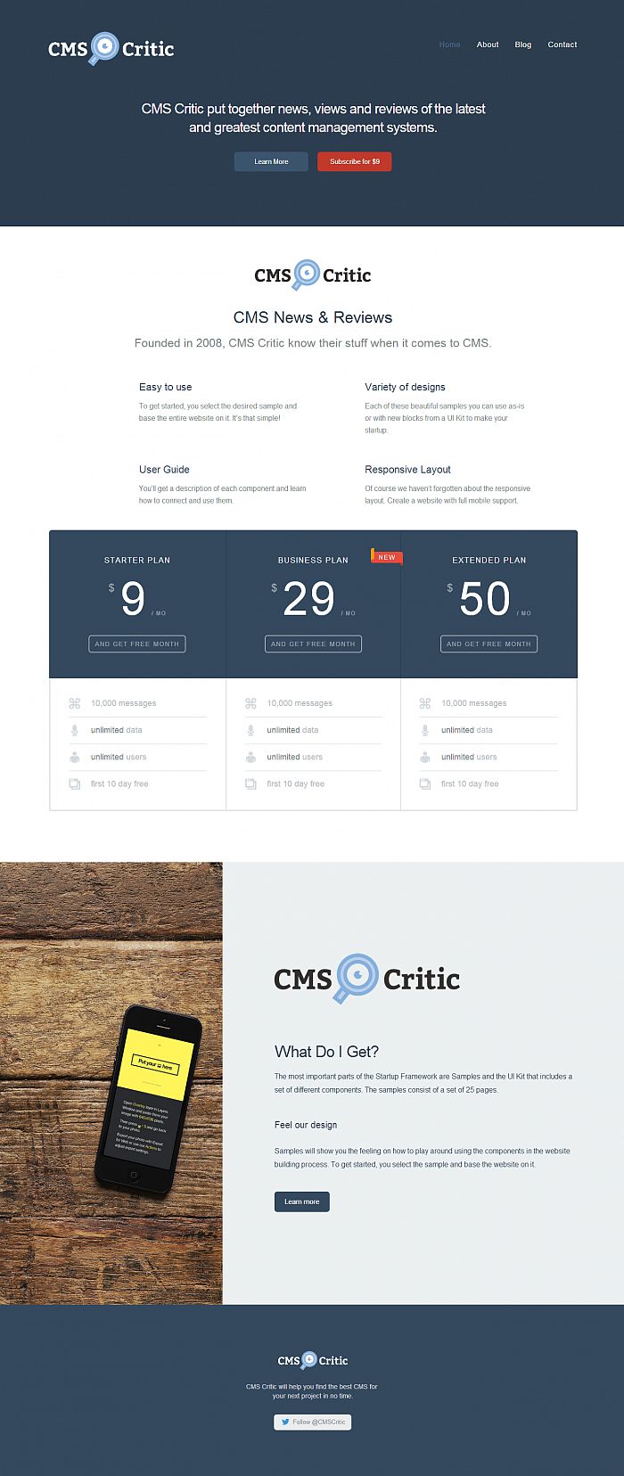 CMS Critic Startup Framework