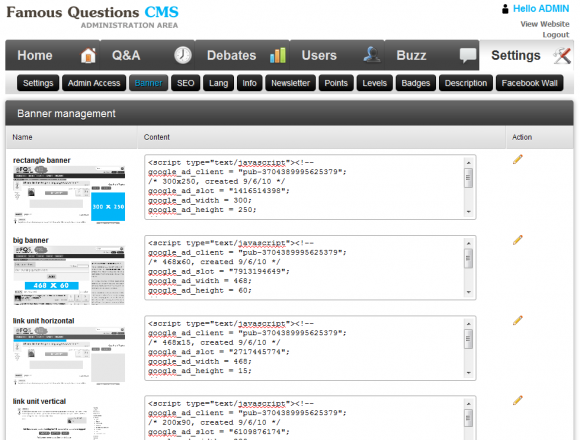 Dashboard - Famous Questions CMS - 7