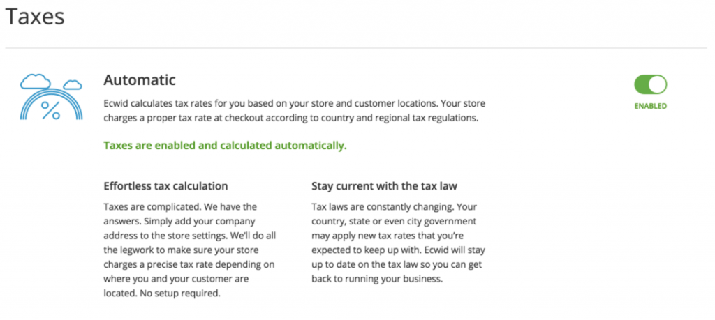 Ecwid Tax Feature