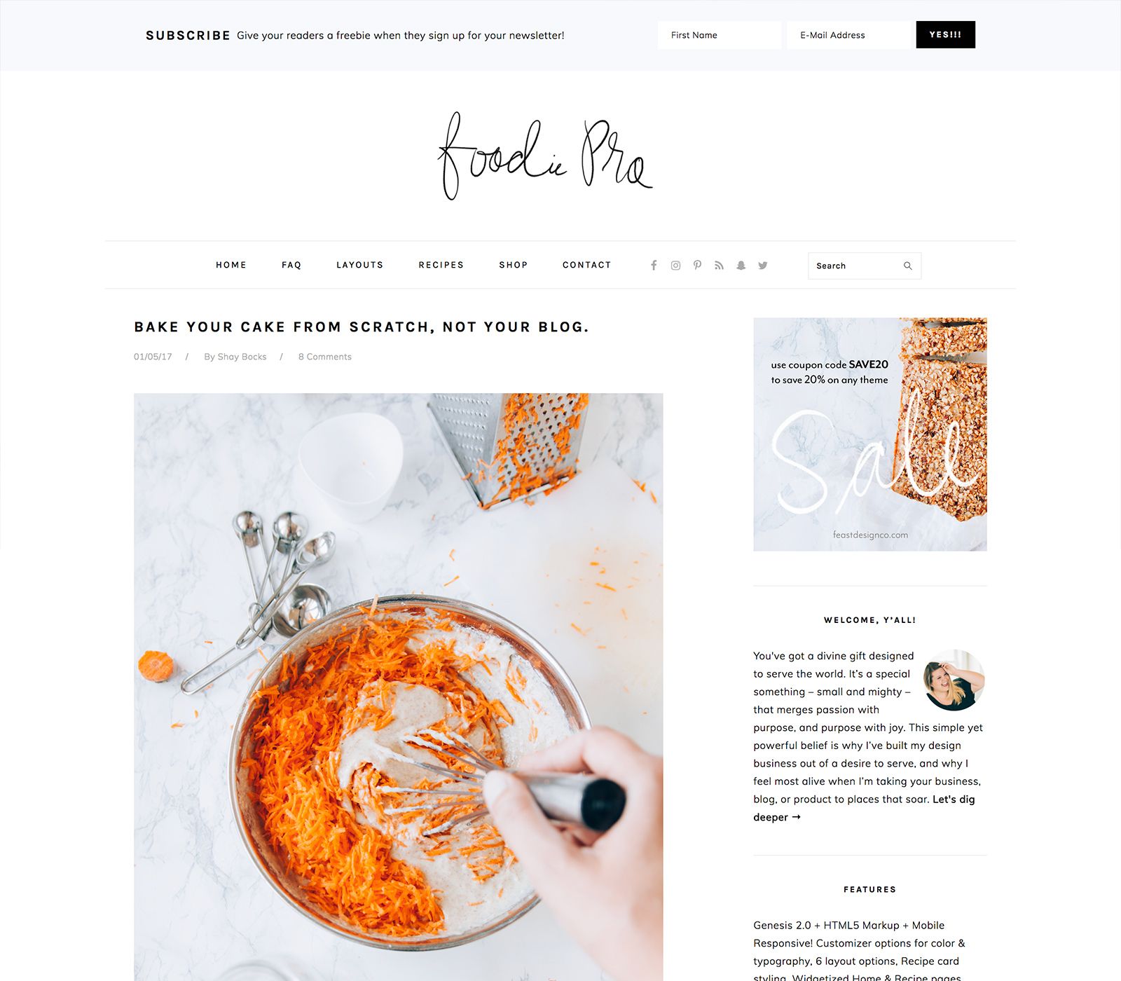 start a food blog with foodie pro