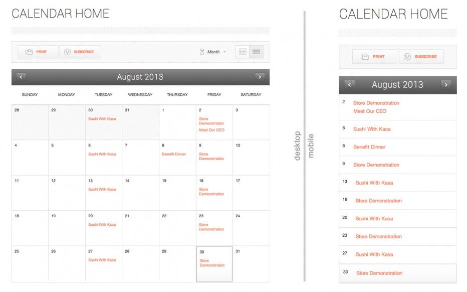 Compare the Responsive Gutensite Calendar on Desktop and Mobile