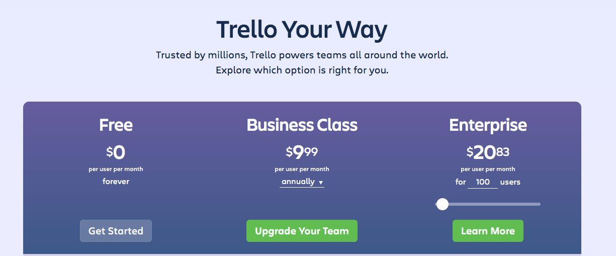 Trello vs Asana - Pricing