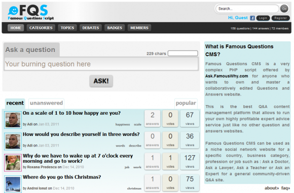 Main - Famous Questions CMS