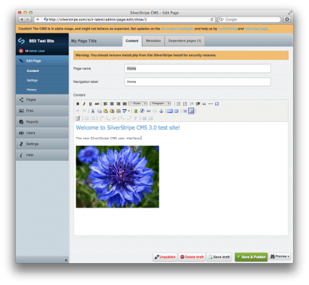 SilverStripe CMS 3.0 Alpha 1 Spotted In The Wild | CMS Critic