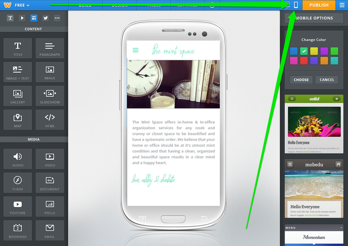 weebly mobile editor