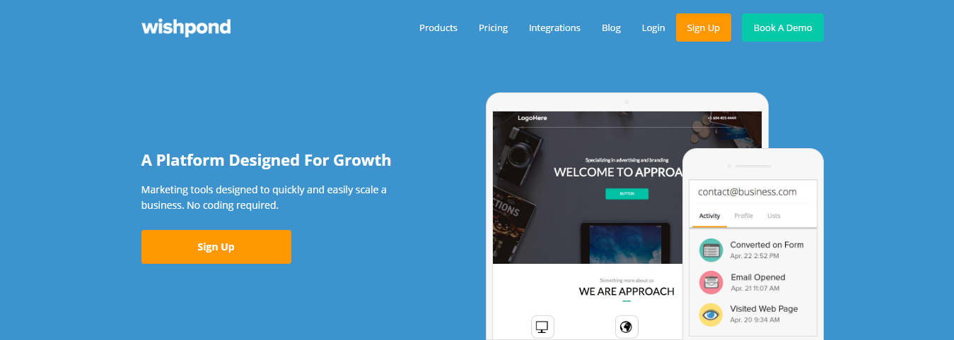 Wishpond landing page builder