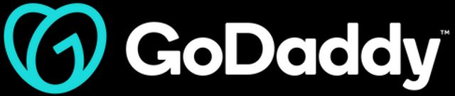 GoDaddy logo with blue icon and white text