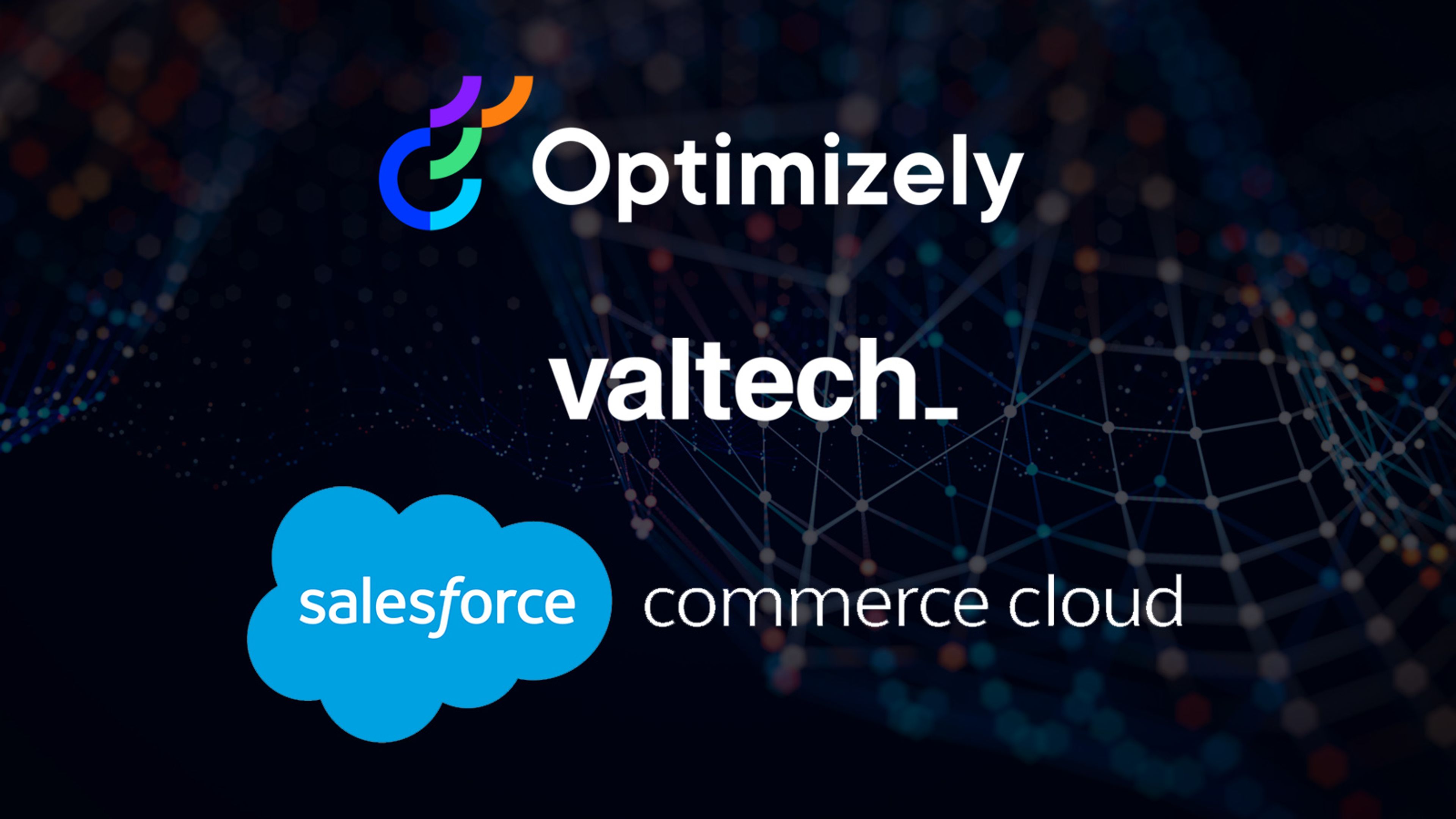 Optimizely, Valtech, and Salesforce Commerce Cloud logos