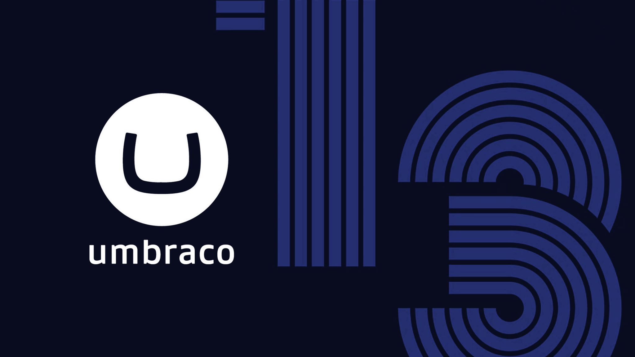 Umbraco logo with stylized number 13 in background