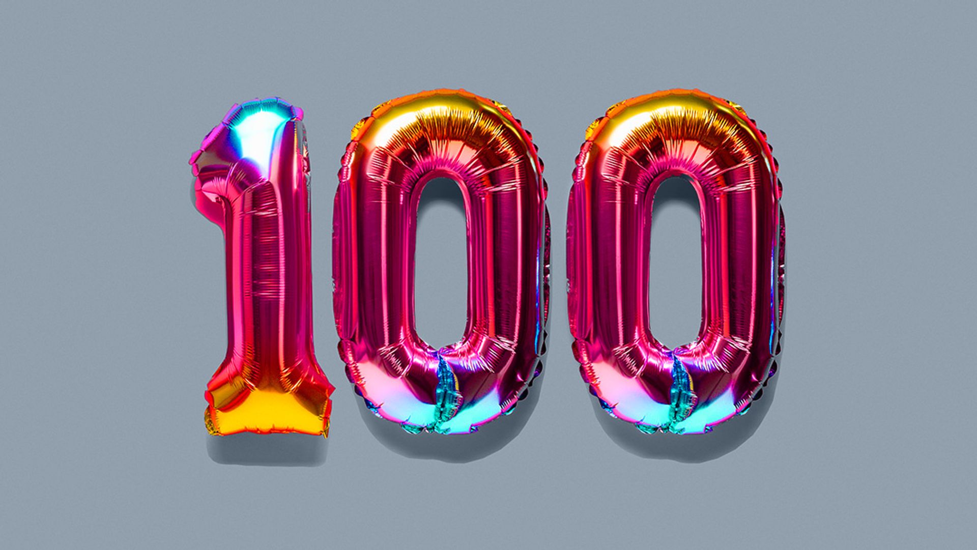 The number 100 as balloons