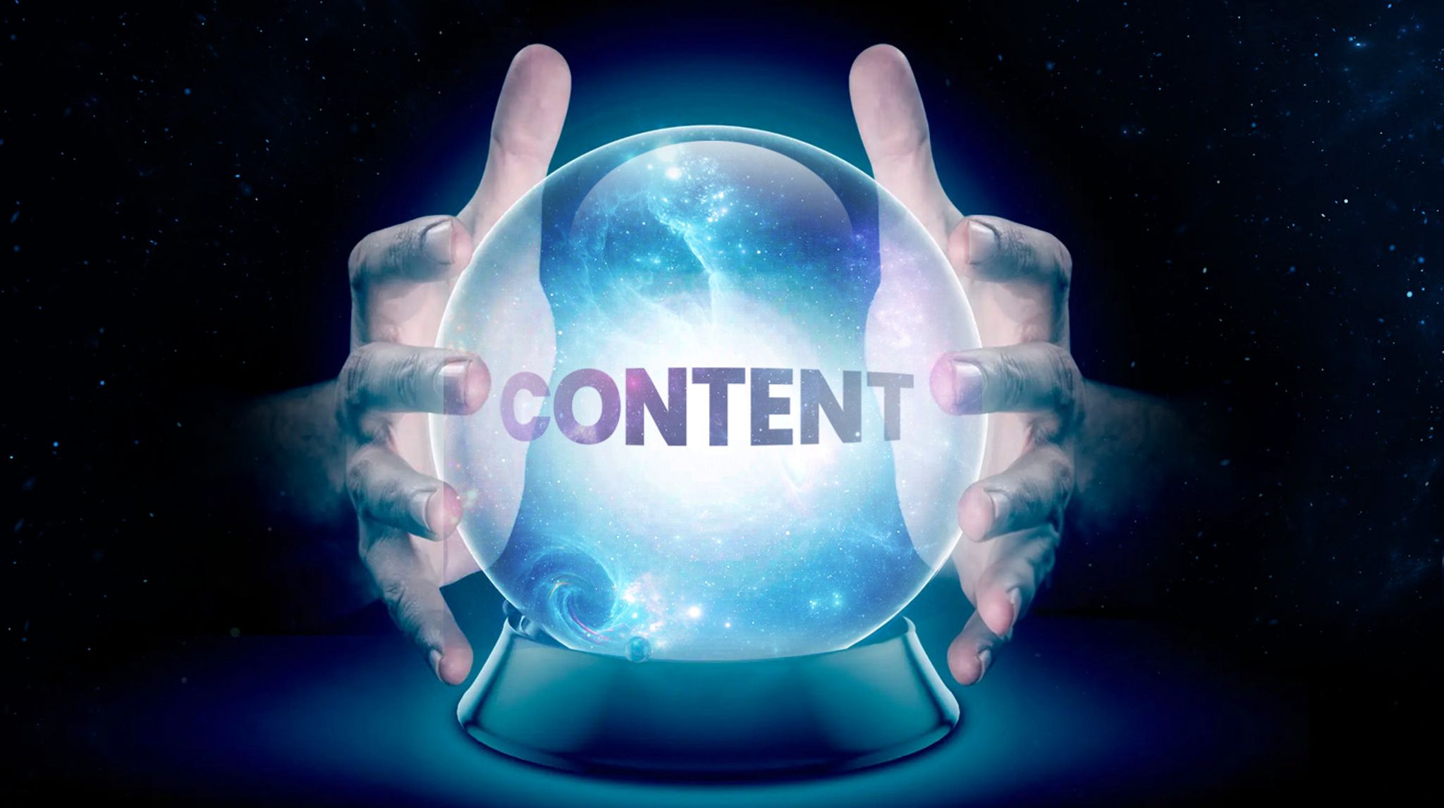 Image of a crystal ball with the word "content" floating in the center