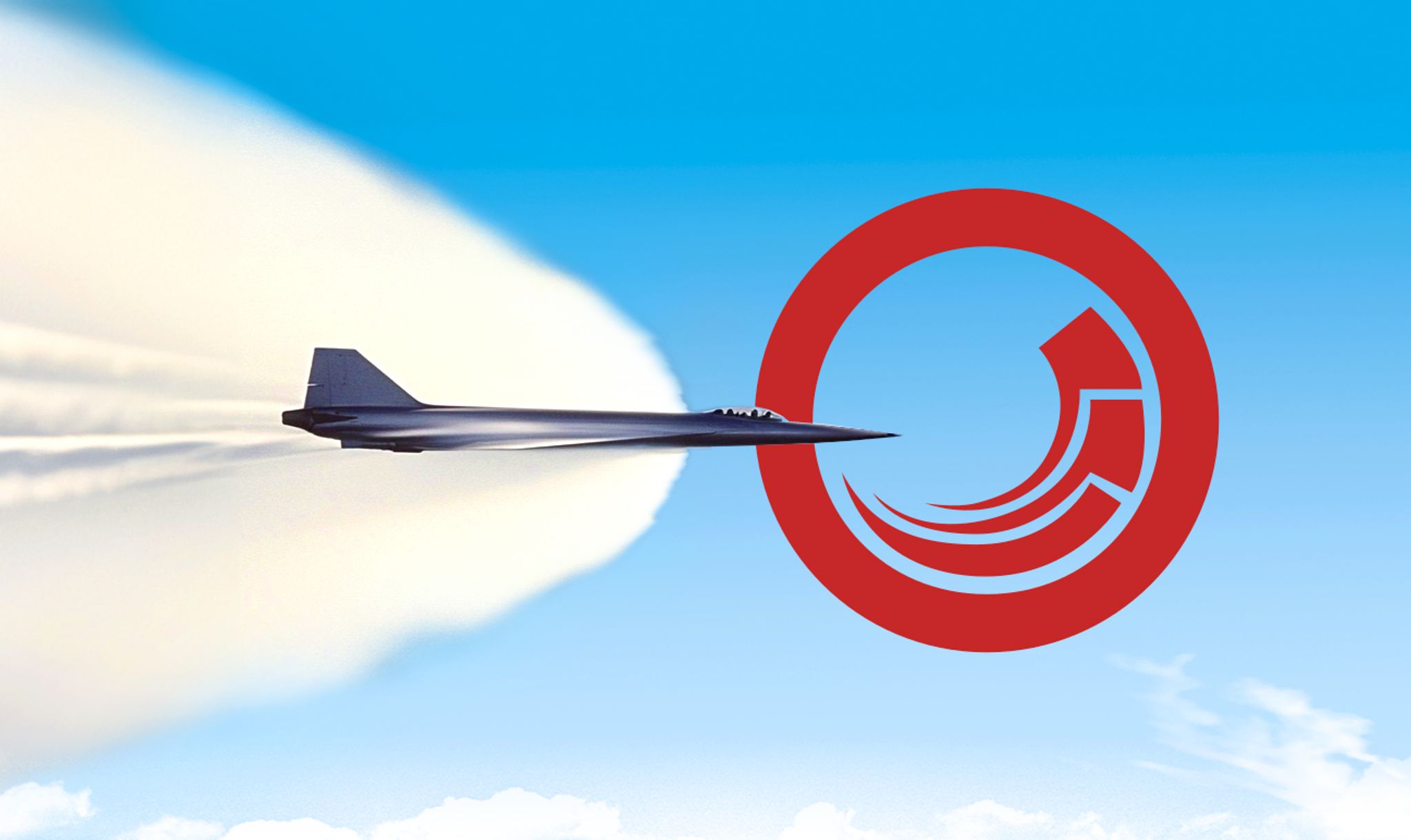 A jet breaking the sound barrier with the Sitecore logo