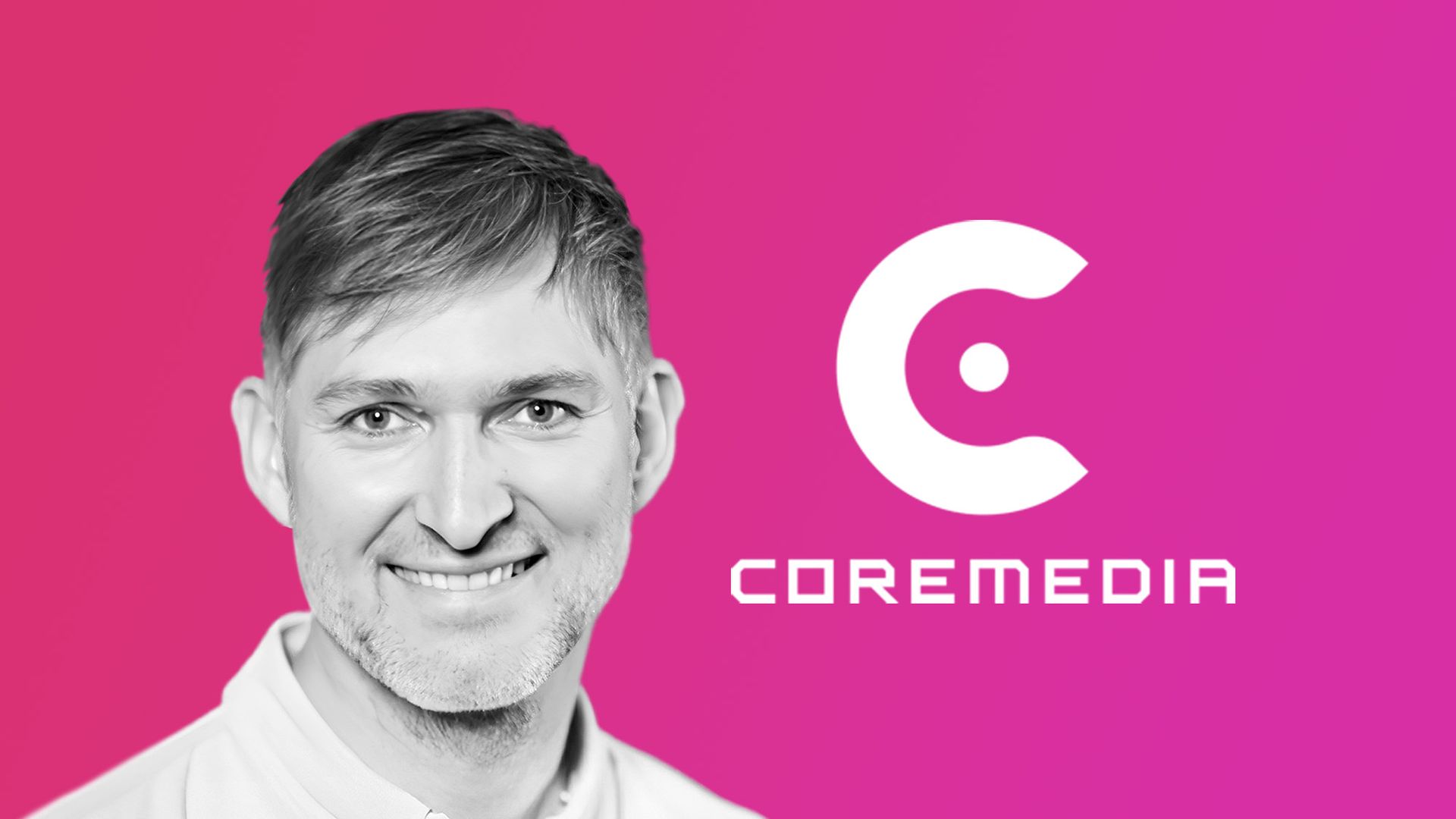 CoreMedia CEO Sören Stamer with CoreMedia logo