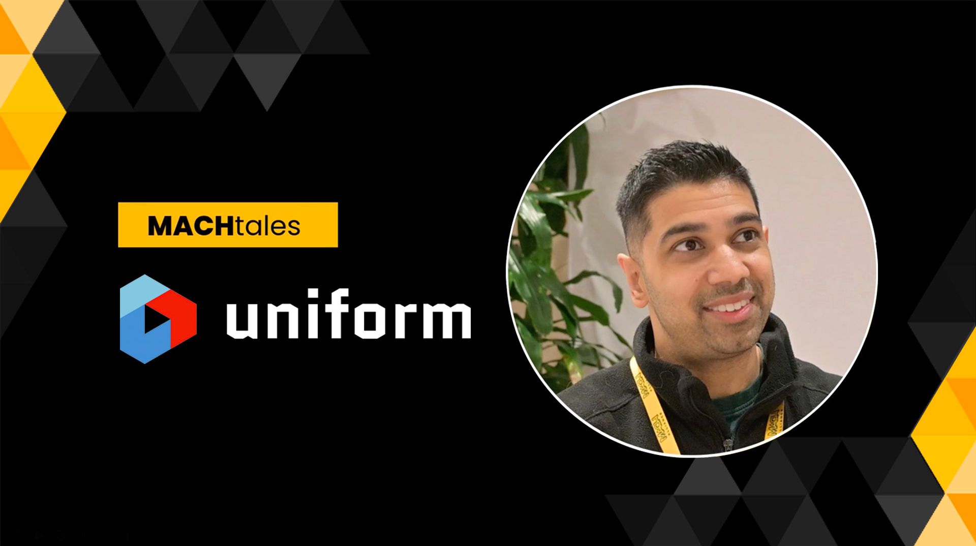 Andrew Kuman headshot, Uniform logo, and MACHtales header. 
