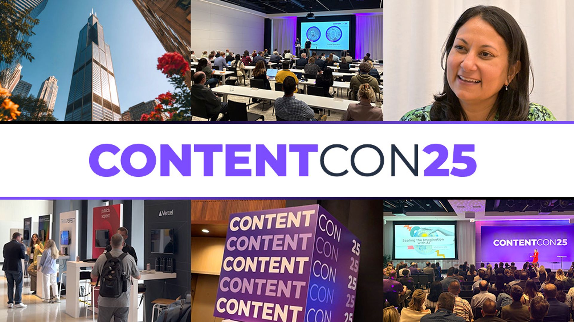 ContentCon25 logo with a collage of small images from the event