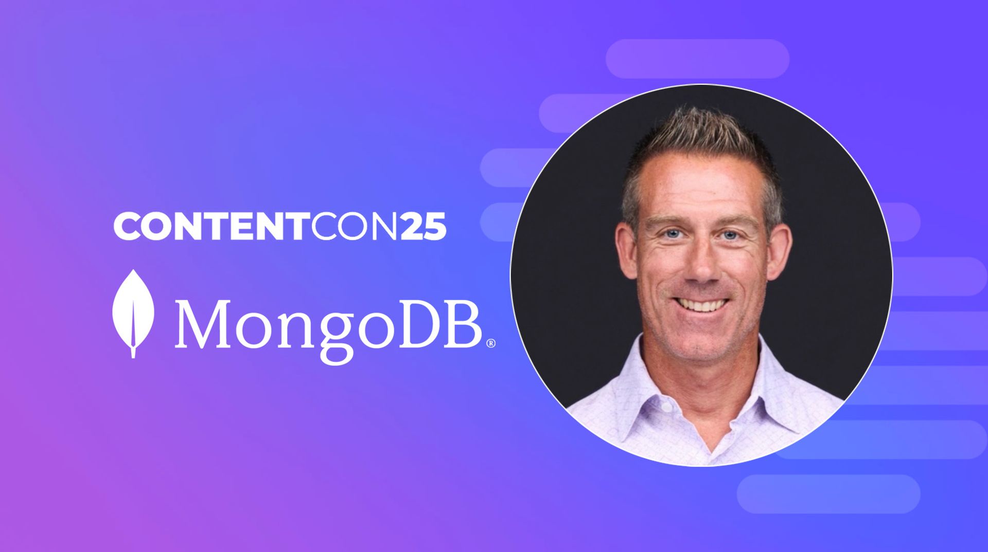 Bill Mitchell of MongoDB with the ContentCon25 logo