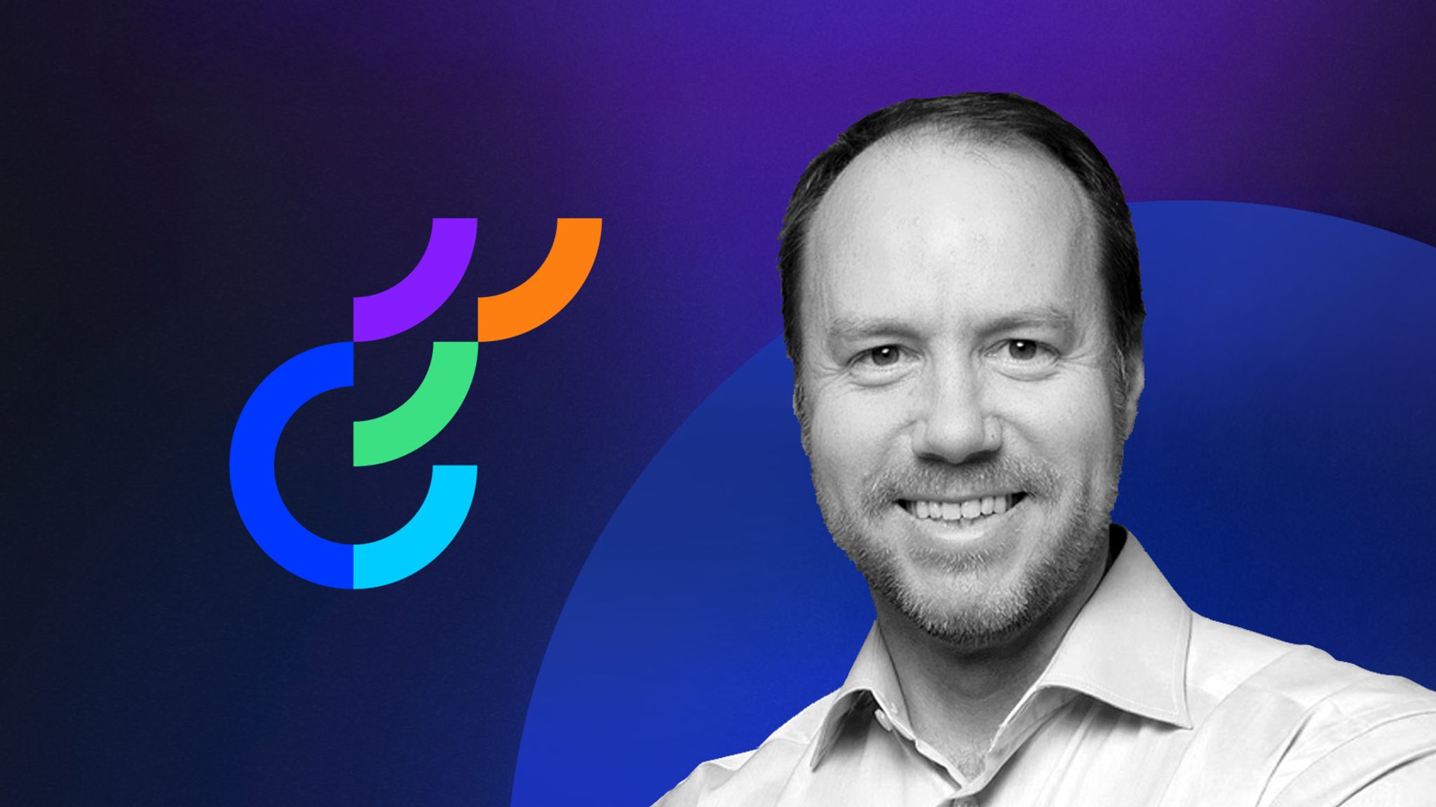 Headshot of Alex Atzberger, CEO of Optimizely, and an image of the Optimizely logo icon