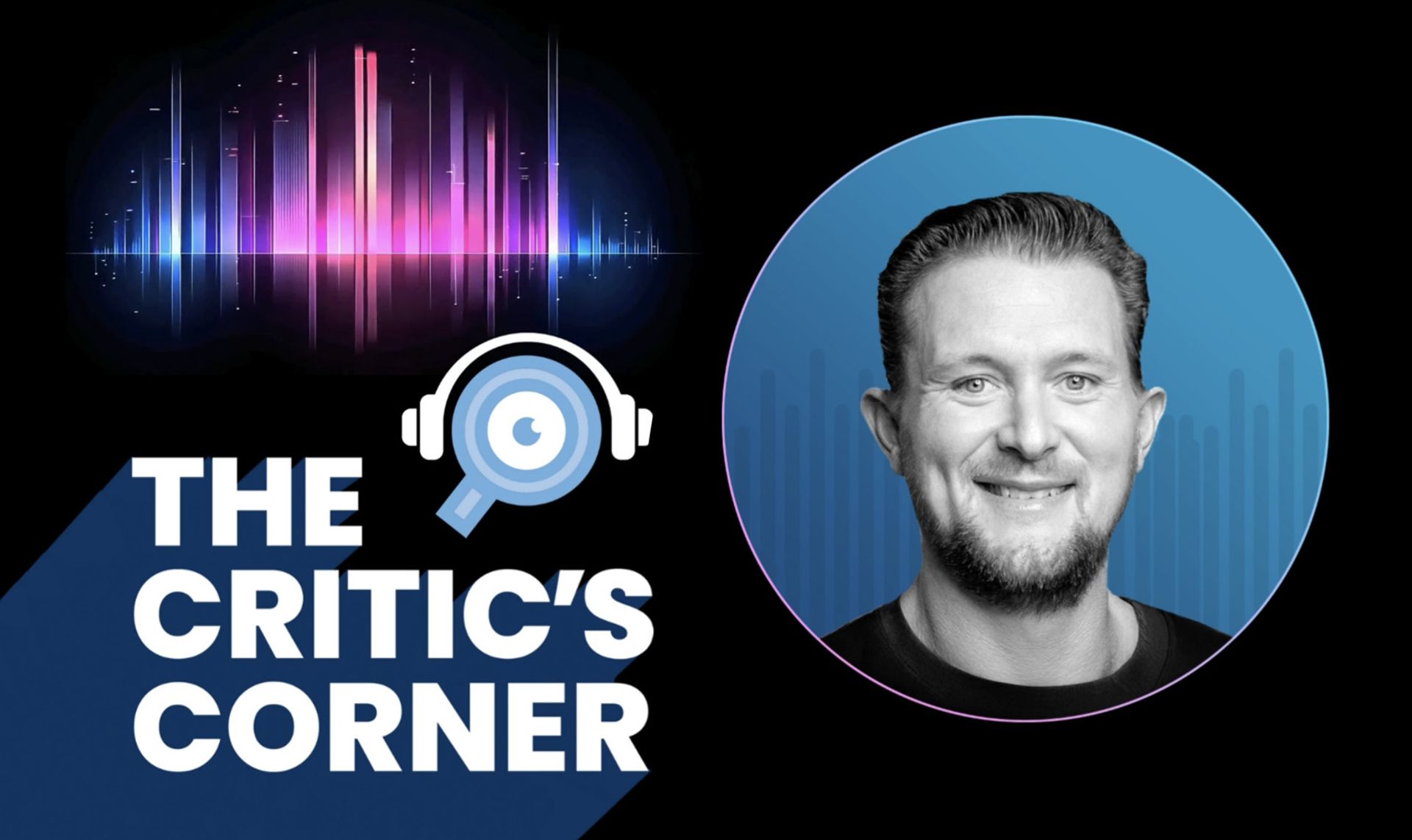 Kelly Goetsch headshot and The Critic's Corner podcast logo