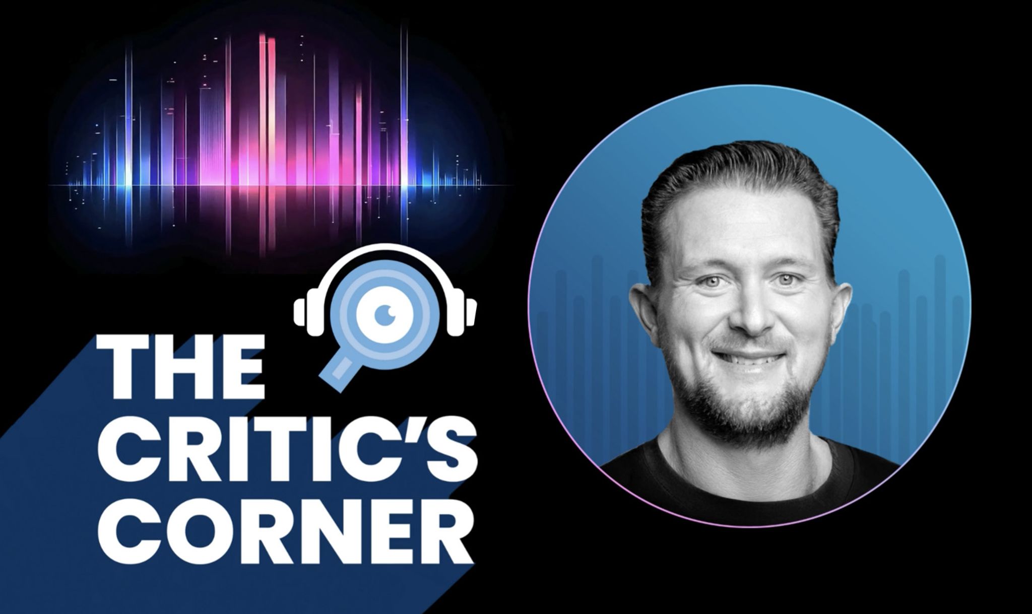 Kelly Goetsch headshot and The Critic's Corner podcast logo