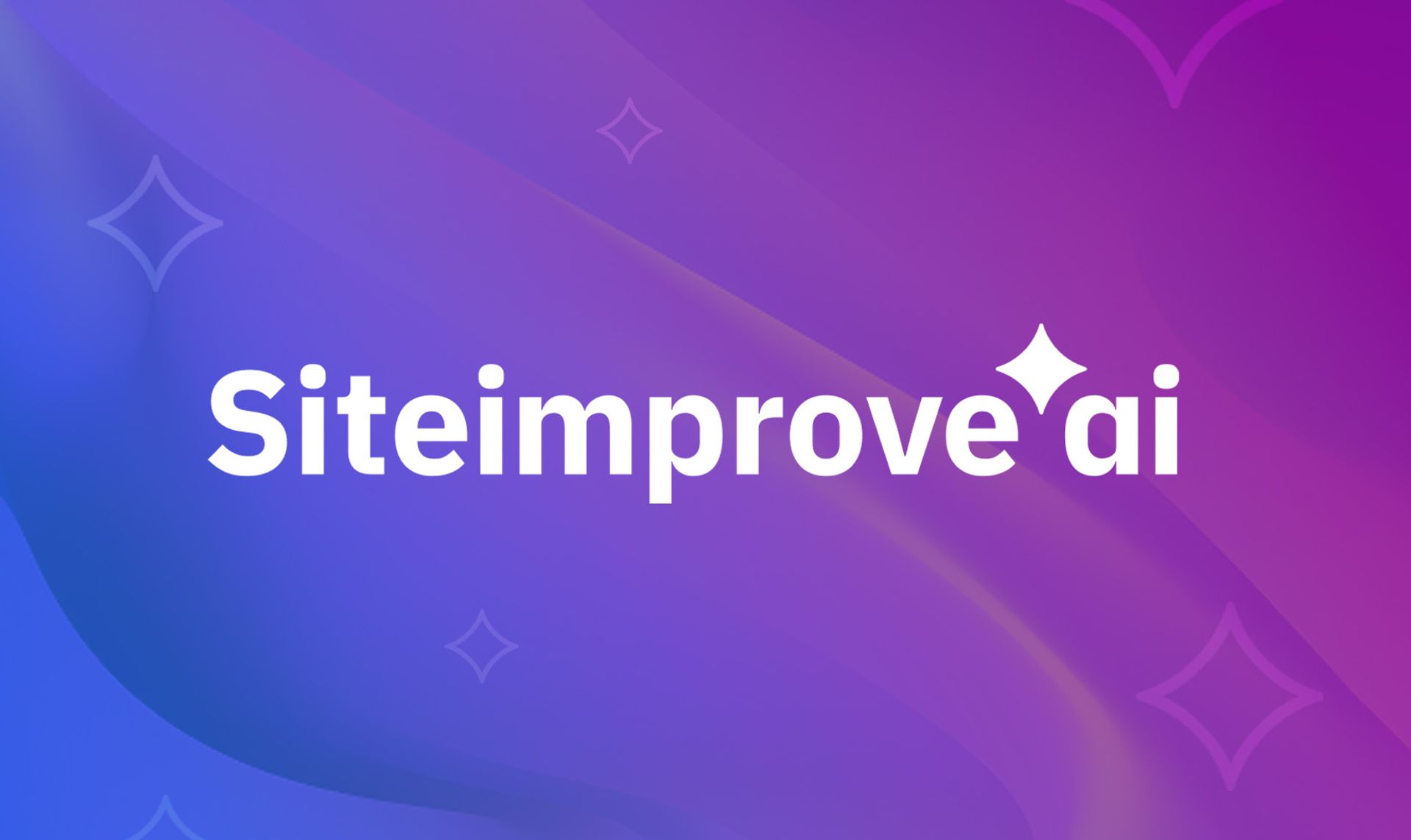 Siteimprove.ai logo against a colorful background with small star elements