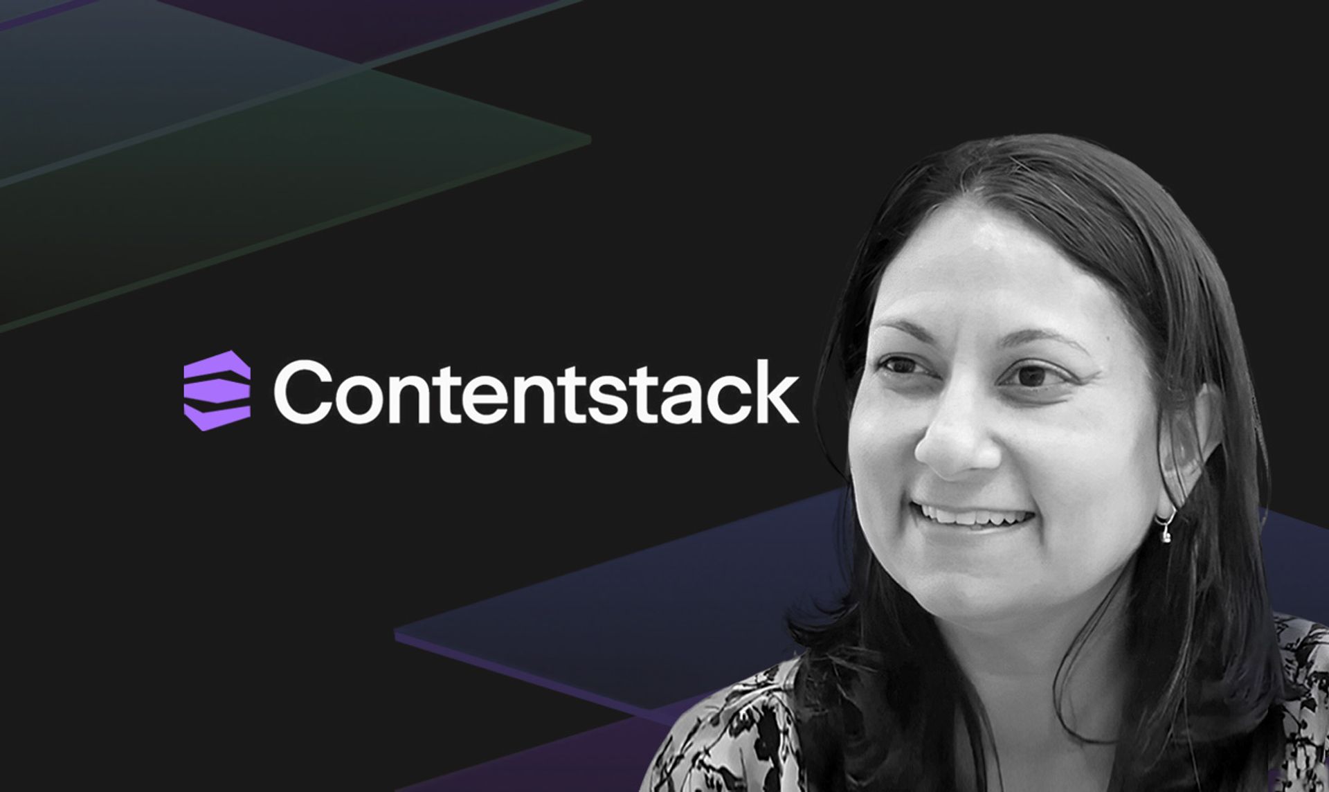 Neha Sampat headshot with new Contentstack logo