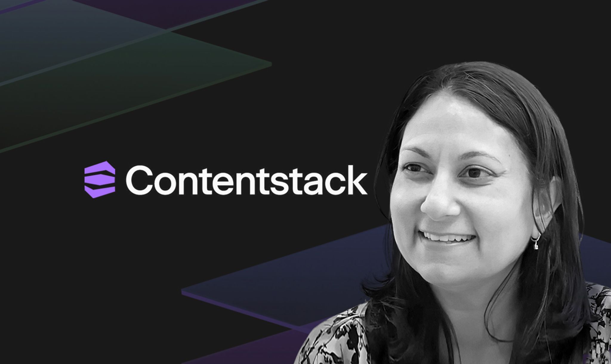 Neha Sampat headshot with new Contentstack logo