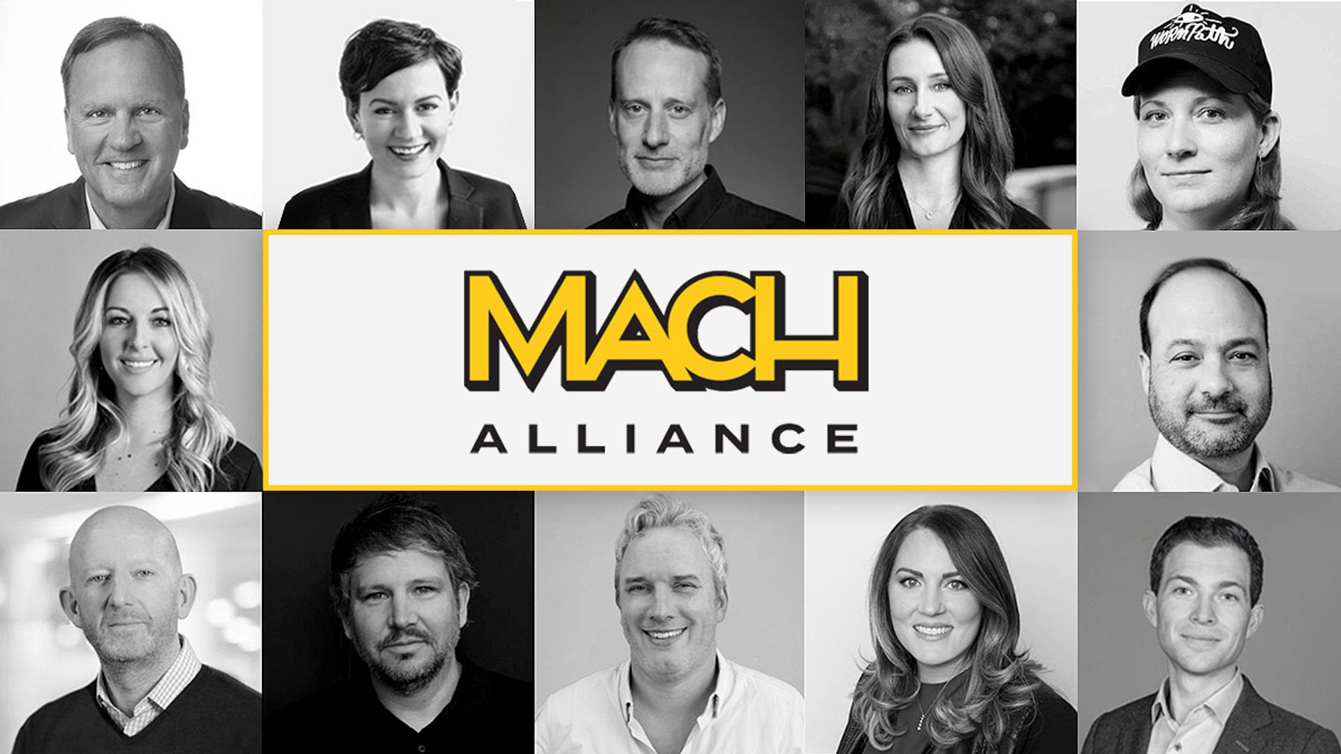 MACH Alliance logo surrounded by headshots of the Executive Board